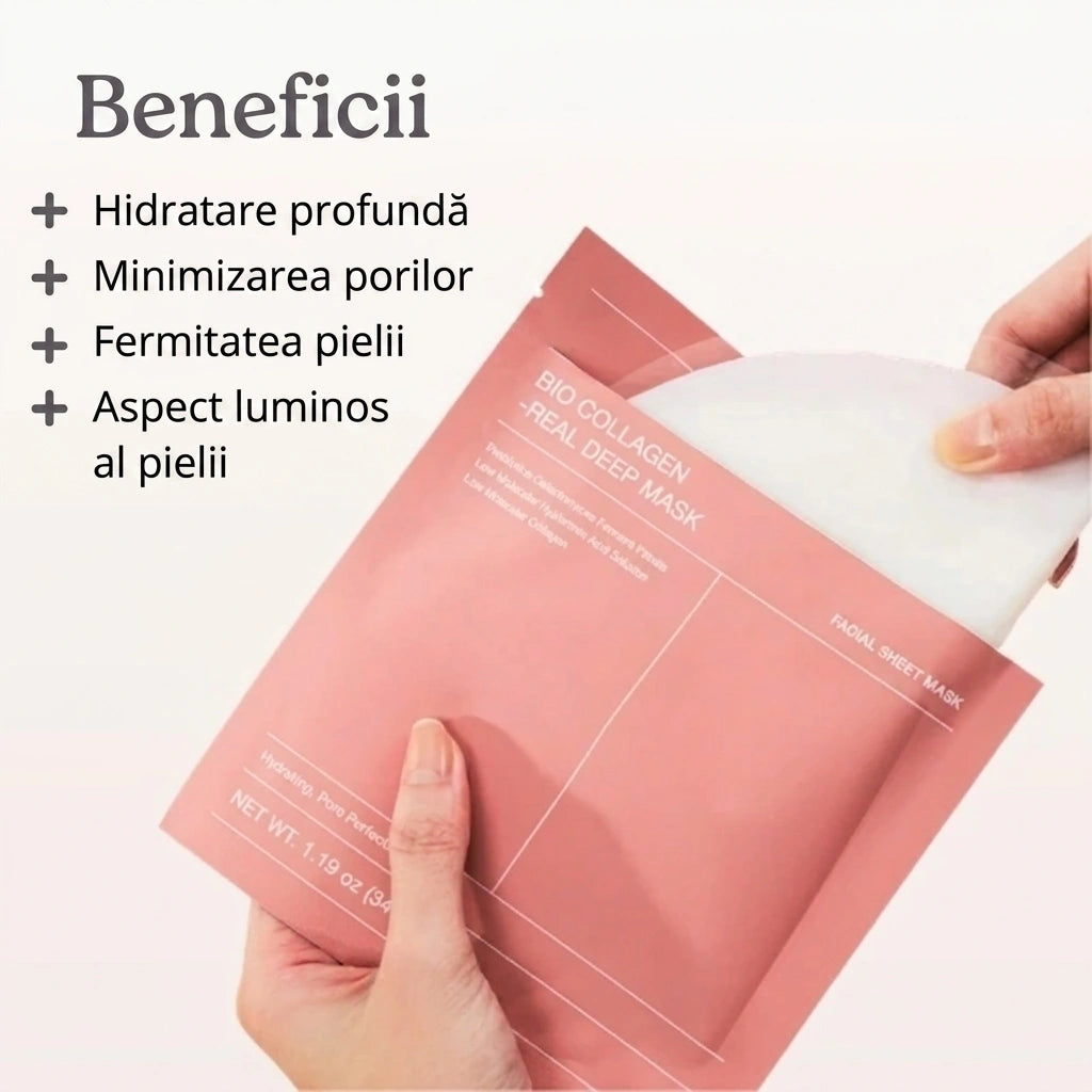 4× măști hidratante cu bio-colagen