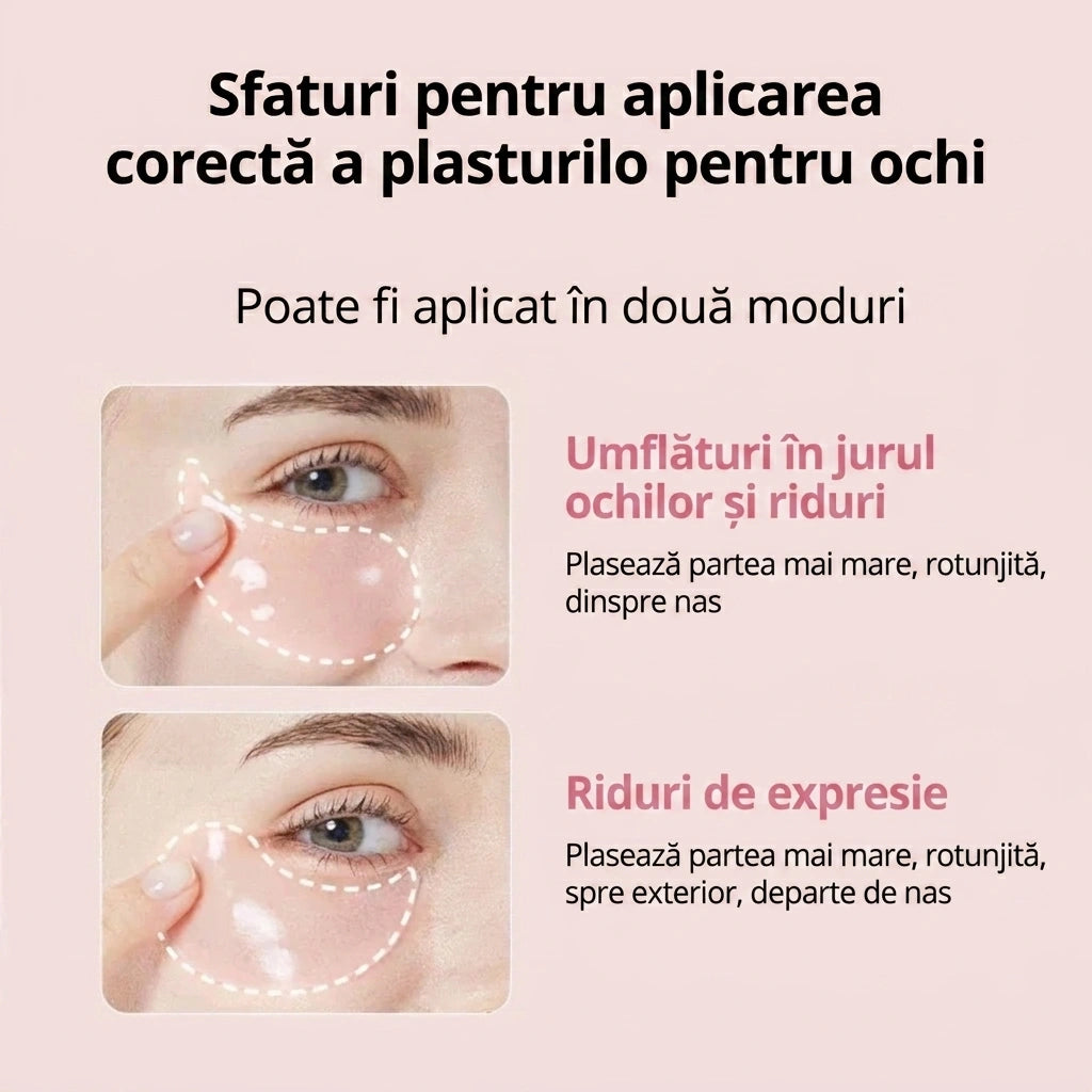 Plasturi hidrogelici sub ochi cu peptide și colagen